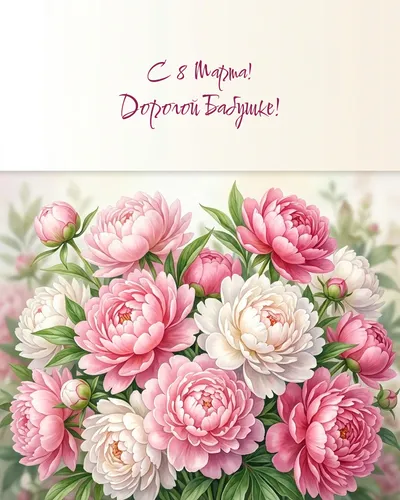 открытка с 8 марта! дорогой бабушке! — peonies 03